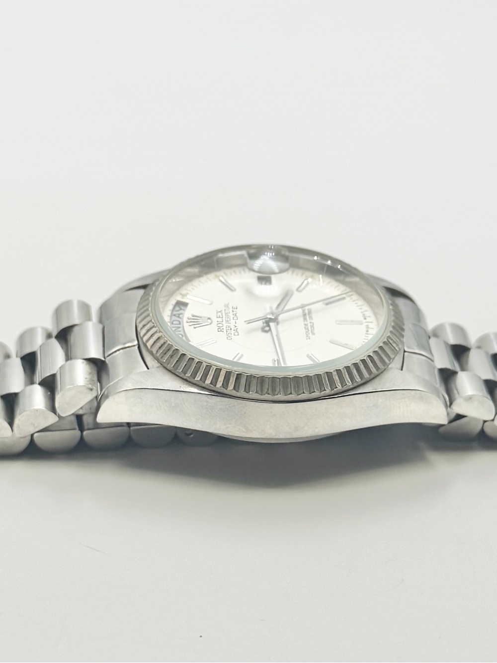 Reproduction Rolex Silver Stainless Steel Oyster Perpetual Day-Date Watch - Picture 3 of 4